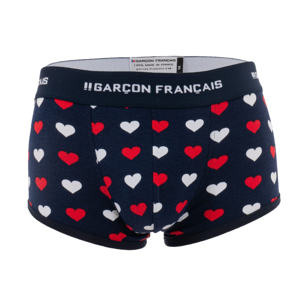 Boxer long -Garçon Français - Tricolore avec cœurs