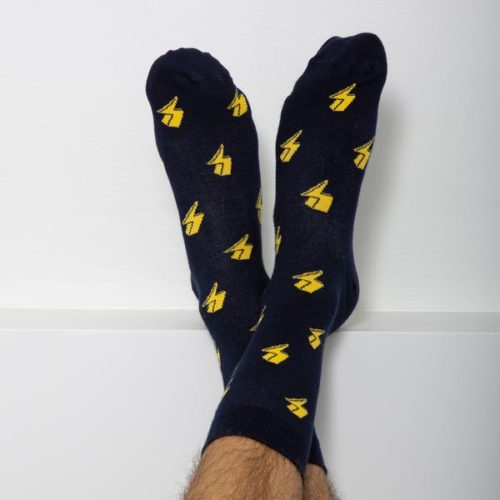Chaussettes - Garçon Français - bleu mariine eclairs jaunes