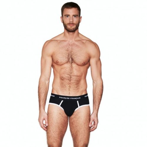 Slip taille basse, coupe ajustée, certifié Oeko-Tex. - garçon Français - noir et blanc